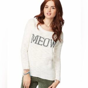 Aéropostale women's "Meow" text knit sweater Juniors Size XL